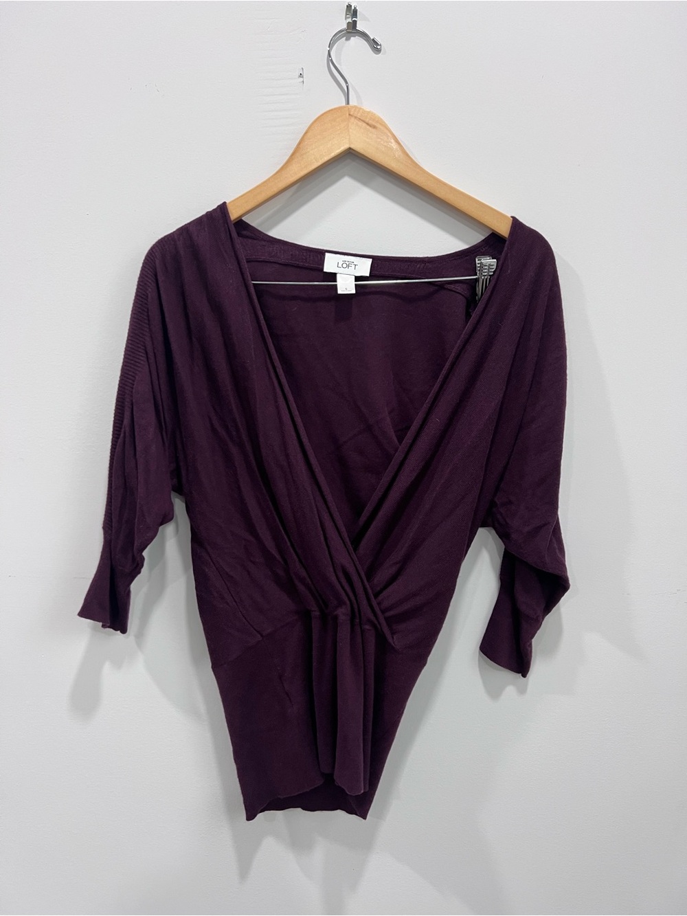 LOFT Plum Twist-Front Wrap Top